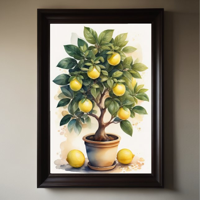Poster Aquarelle Peinture de citron en pot (Créateur téléchargé)