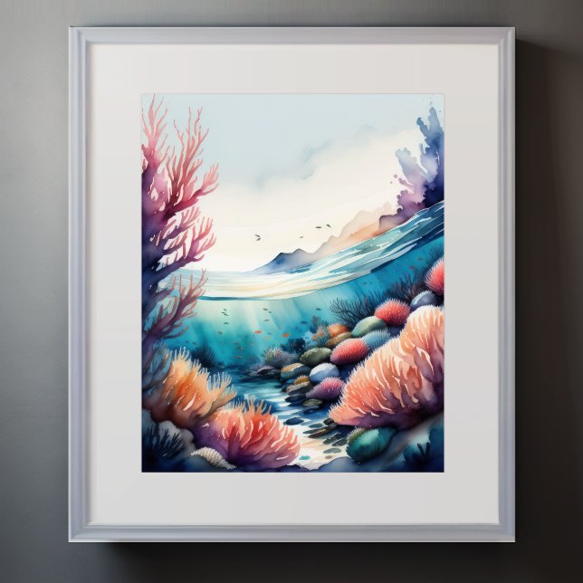 Poster Aquarelle Peinture de Coral Reef III (Créateur téléchargé)