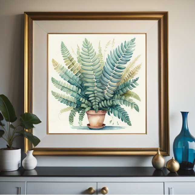 Poster Aquarelle Peinture de fougère (Créateur téléchargé)