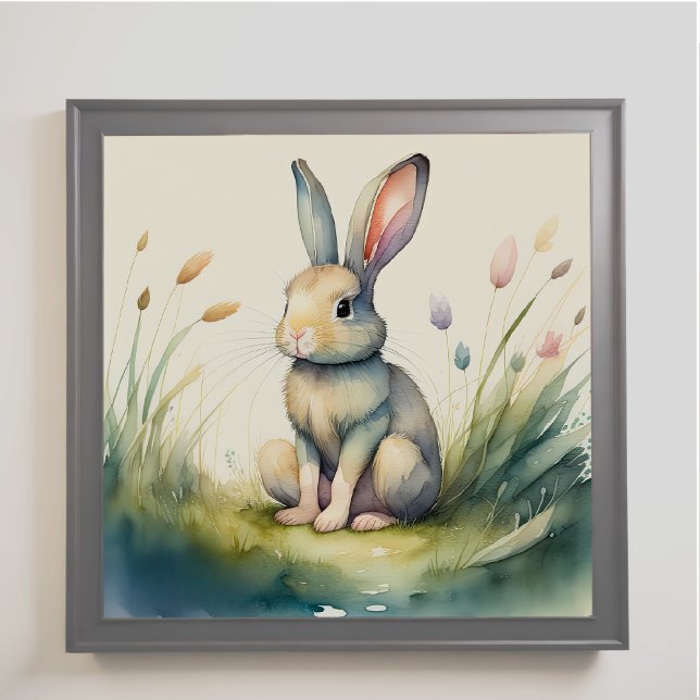 Poster Aquarelle Peinture de lapin lapin 1:1 (Créateur téléchargé)