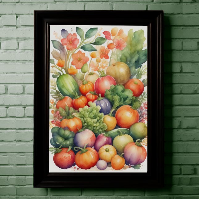 Poster Aquarelle Peinture de légumes assortis (Créateur téléchargé)