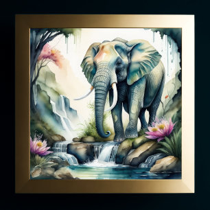 Poster Aquarelle Peinture de l'éléphant 1:1