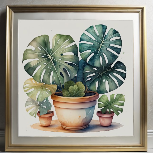 Poster Aquarelle Peinture de Monstera en Pot (Créateur téléchargé)