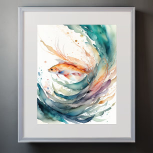 Poster Aquarelle Peinture de poisson