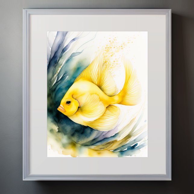 Poster Aquarelle Peinture de poisson jaune (Créateur téléchargé)