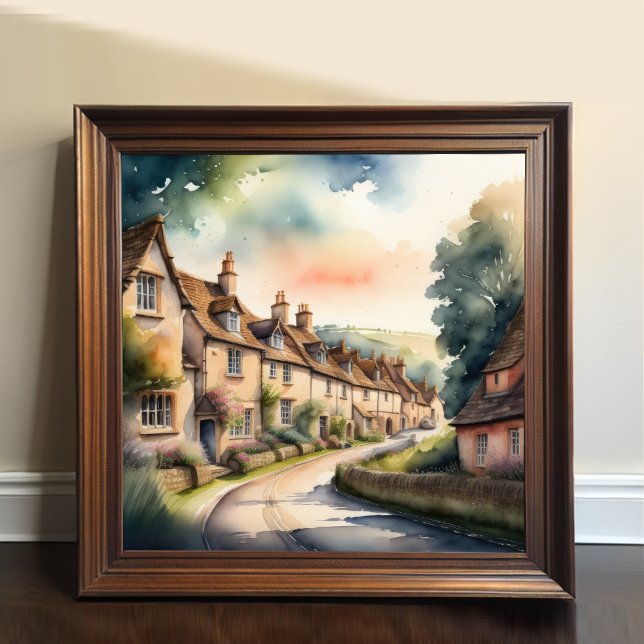 Poster Aquarelle Peinture des Cotswolds anglais (Créateur téléchargé)