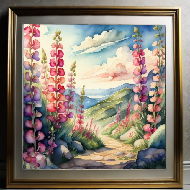 Poster Aquarelle Peinture du paysage de Snapdragon (Créateur téléchargé)