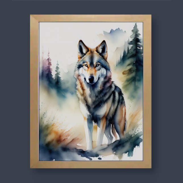 Poster Aquarelle Peinture d'un loup 3:4 (Créateur téléchargé)