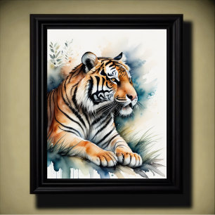 Poster Aquarelle Peinture d'un tigre 5:4