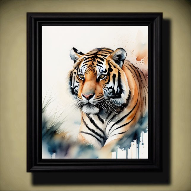 Poster Aquarelle Peinture d'un tigre 5:4 (Créateur téléchargé)