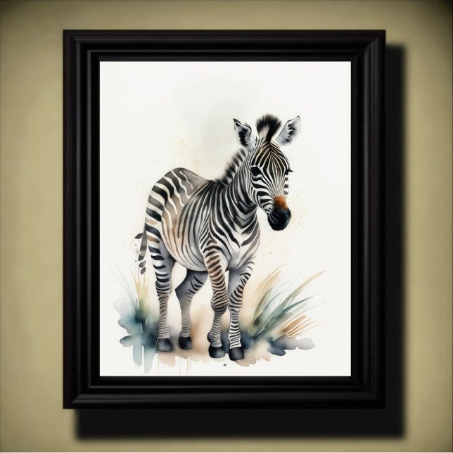 Poster Aquarelle Peinture d'un zèbre 5:4 (Créateur téléchargé)