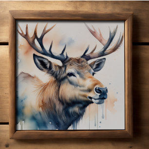 Poster Aquarelle Peinture Majestic Elk 1:1