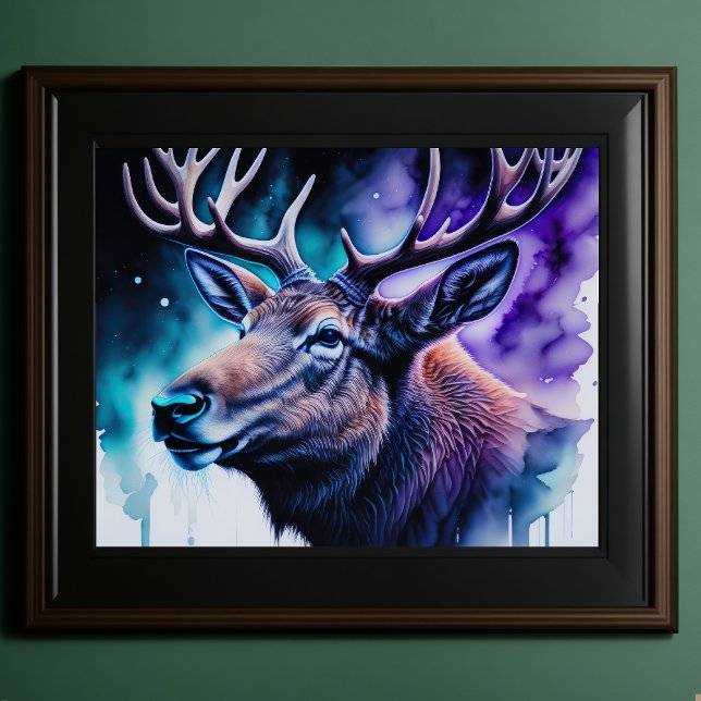 Poster Aquarelle Peinture Majestic Elk 5:4 (Créateur téléchargé)