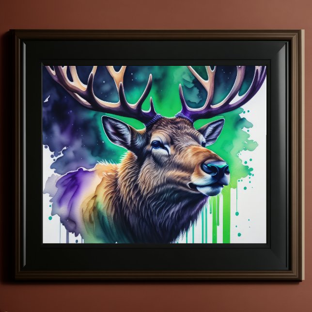 Poster Aquarelle Peinture Majestic Elk 5:4 (Créateur téléchargé)