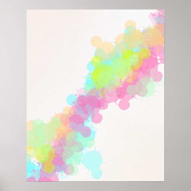 Poster Aquarelle Peinture Splatter coloré arc-en-ciel (Devant)