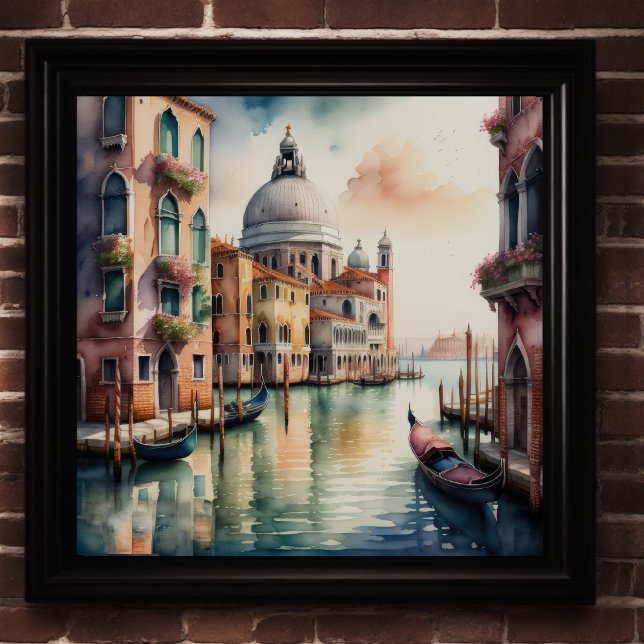 Poster Aquarelle Peinture Venise Ville Scène Gondola 1:1 (Créateur téléchargé)