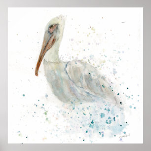 Poster Aquarelle perdue Pélican