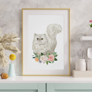 Poster Aquarelle Perse Chat Art Imprimer