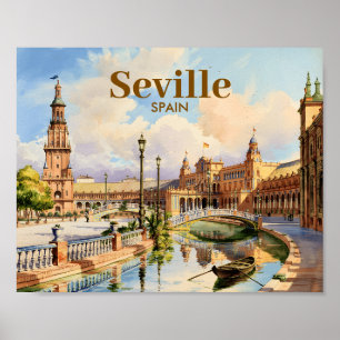 Poster Aquarelle personnalisée de la place d'Espagne à Sé