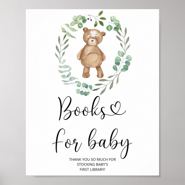 Poster Aquarelle petit ours, livres pour bébé (Devant)