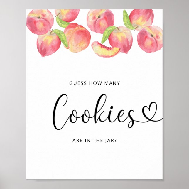 Poster Aquarelle petite pêche deviner combien de cookies (Devant)