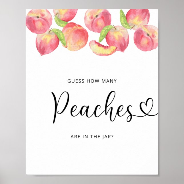 Poster Aquarelle petite pêche deviner combien de pêches (Devant)