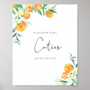 Poster Aquarelle petites oranges, devinez combien de cuit
