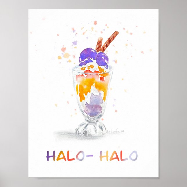 Poster Aquarelle philippine/philippine Halo Halo (Devant)