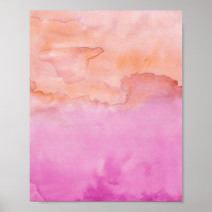 Poster Aquarelle Pink Orange Duo peinture Abstraite