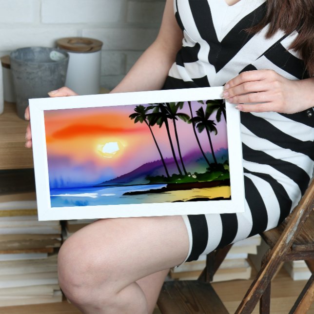 Poster Aquarelle Pittoresque de plage Tropical (Créateur téléchargé)