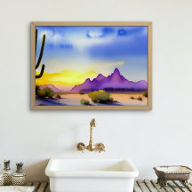 Aquarelle Pittoresque Desert Sunrise