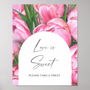 Poster Aquarelle pivoines - l'amour est doux prendre un r