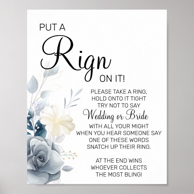 Poster Aquarelle Placer une bague signe de jeu de douche  (Devant)