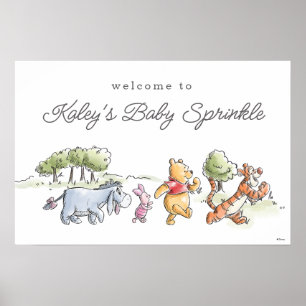Poster Aquarelle Pooh & Friends Bienvenue Bébé Sprinkle