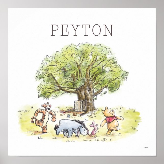 Poster Aquarelle Pooh & Pals Personnalisée (Devant)