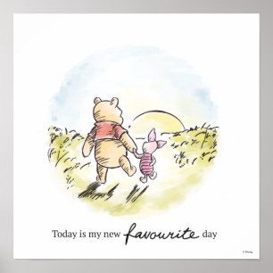 Poster Aquarelle Pooh & Piglet