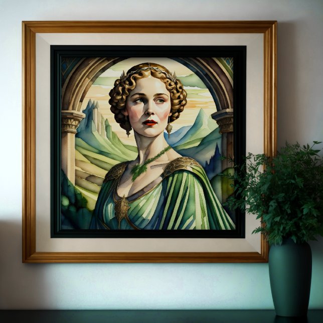 Poster Aquarelle Portrait de femme grecque ou romaine 1:1 (Créateur téléchargé)