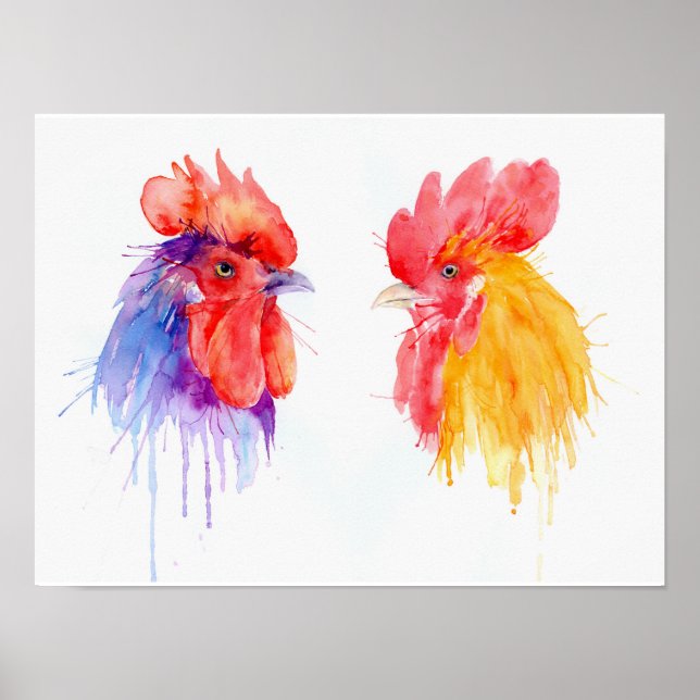 Poster Aquarelle Portrait deux costumes (Devant)