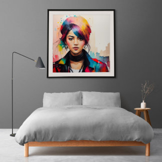 Poster Aquarelle Portrait Minimaliste illustration Anime