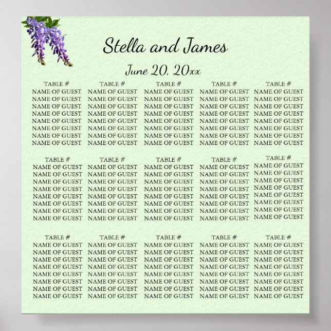 Poster Aquarelle Purple Wisteria Plan de siège (Devant)