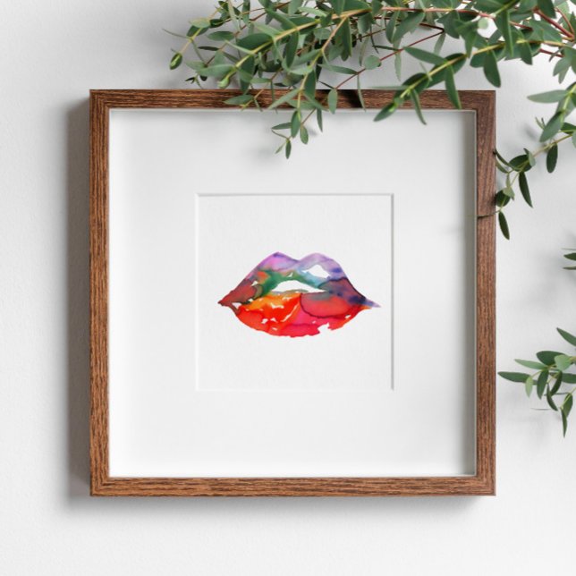 Poster Aquarelle rainbow lips maquillage marque (Créateur téléchargé)