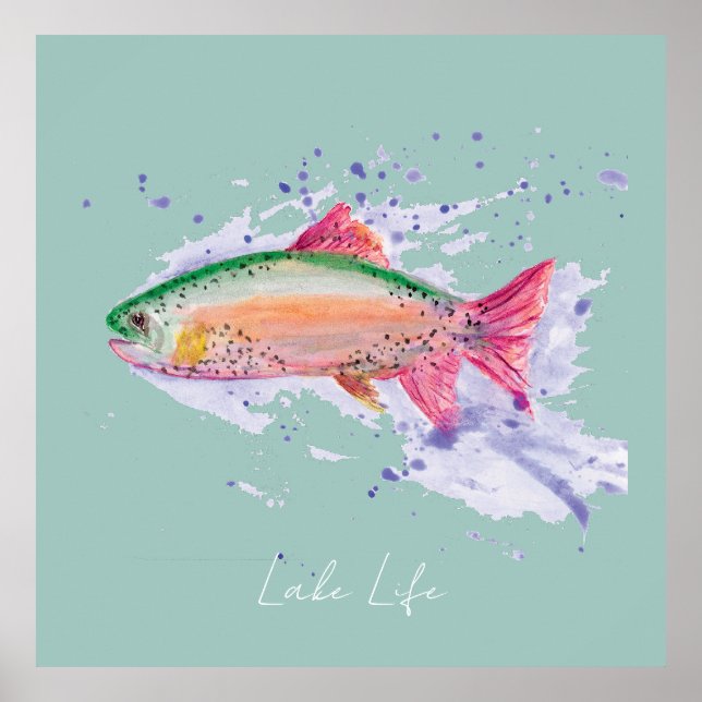 Poster Aquarelle Rainbow Trump Lake Life (Devant)