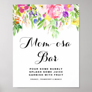 Poster Aquarelle Ressort FLowers Baby shower Maman-osa Ba