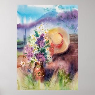 Poster Aquarelle romantique Art Floral