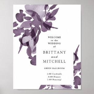 Poster Aquarelle romantique Floral Améthyste Mariage