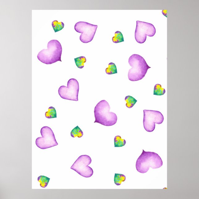 Poster Aquarelle romantique minimaliste Coeur (Devant)