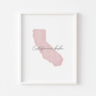 Poster Aquarelle rose Californie imprimé bébé