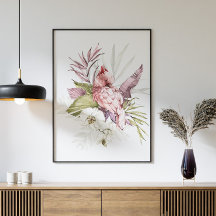Aquarelle rose Cockatoo Parrot