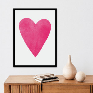 Poster Aquarelle rose Coeur Saint-Valentin Imprimer