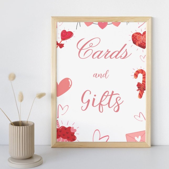 Poster Aquarelle rose Coeur Valentine carte & signe cadea (Créateur téléchargé)